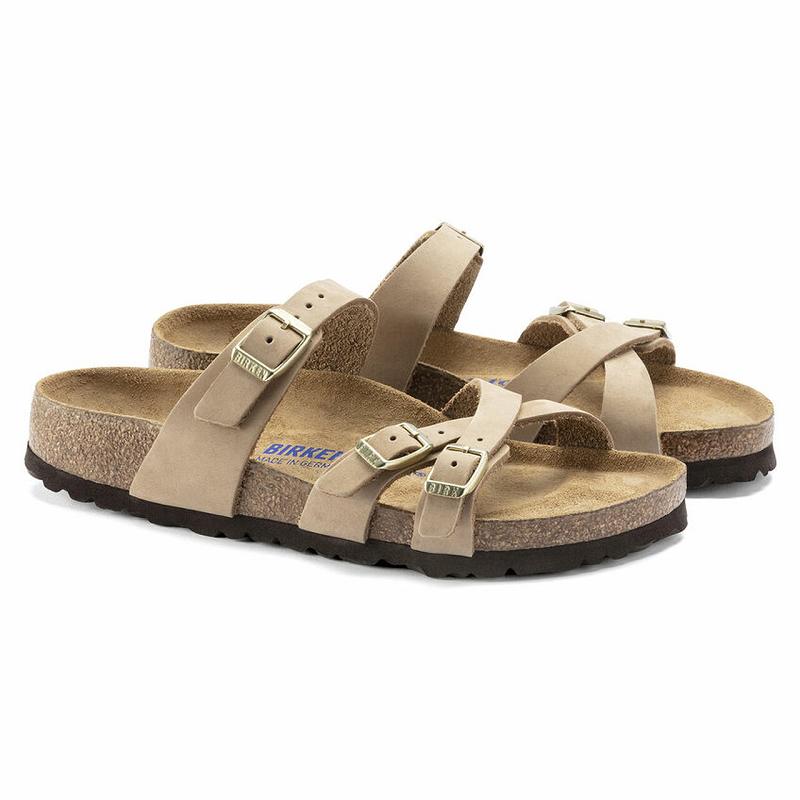 Birkenstock Soft Footbed Nubuck Læder Franca Dame Beige | DK 452EBC